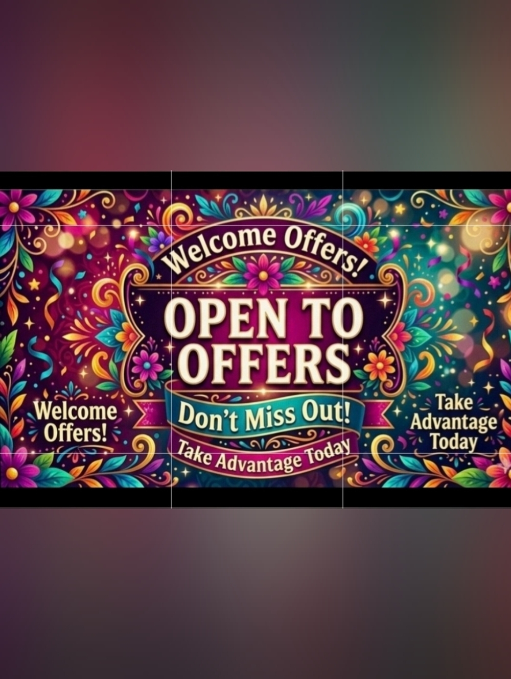 Open To Offers Vibrant Floral Wall Art - Multicolor